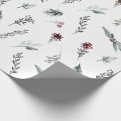 Blaue Fichte im Winter & Gewürzbeeren Weiß Geschenkpapier (Ecke)
