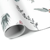 Blaue Fichte im Winter & Gewürzbeeren Weiß Geschenkpapier (Rolleneckpunkt)