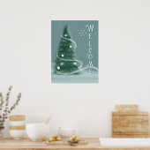 Blaue Fichten-Weihnachtsbaum-Willkommen Poster (Küche)