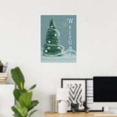 Blaue Fichten-Weihnachtsbaum-Willkommen Poster (Heimbüro)
