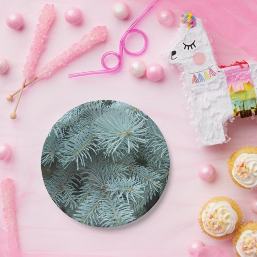 Blaue Fichtengraue rustikale Natur Pappteller (Party)