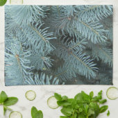 Blaue Fichtengrauer immergrüner Baum rustikale Nat Geschirrtuch (Gefaltet)