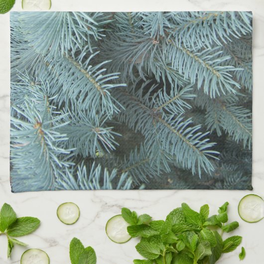 Blaue Fichtengrauer immergrüner Baum rustikale Nat Geschirrtuch (Gefaltet)