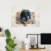 Blaue Figur Emotionale Aquarellposter Poster (Heimbüro)