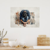 Blaue Figur Emotionale Aquarellposter Poster (Küche)