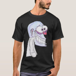 blaue Figur lächelnd mit Mantel T-Shirt