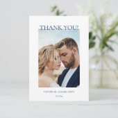 Blaue Fine Art Blumen Hochzeit Danke Karte (Stehend Vorderseite)