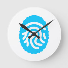 Blaue Fingerabdruck-Biometrie-Sicherheit Runde Wanduhr