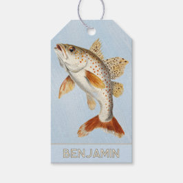 Blaue Fisch-Geburtstags-Geschenkkarte Geschenkanhänger