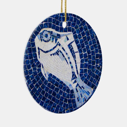 Blaue Fisch-Mosaik-Verzierung Keramik Ornament (Rechts)