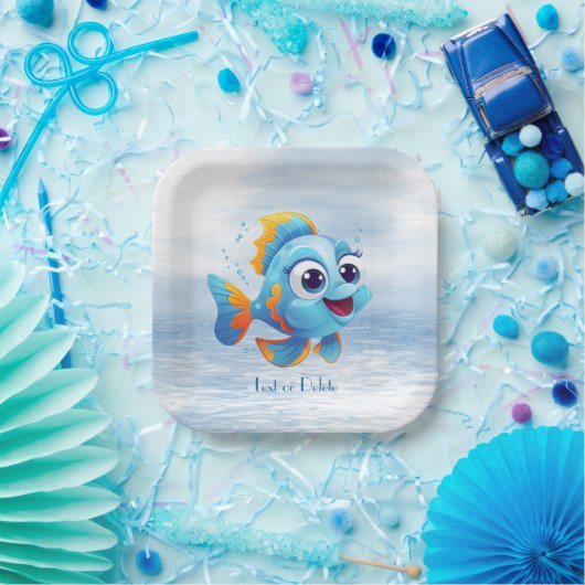 Blaue Fisch-Papierplatte Pappteller (Party)