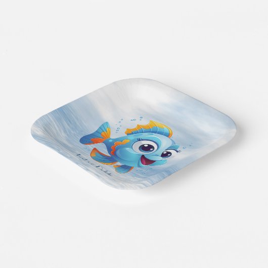 Blaue Fisch-Papierplatte Pappteller (Gewinkelt)