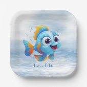 Blaue Fisch-Papierplatte Pappteller (Vorderseite)