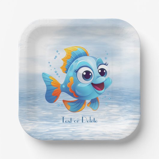 Blaue Fisch-Papierplatte Pappteller (Vorderseite)