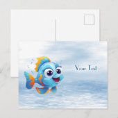 Blaue Fisch Postkarte (Vorne/Hinten)
