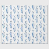 Blaue Fisch-Wasserfarbe Küste Geschenkpapier (Flach)