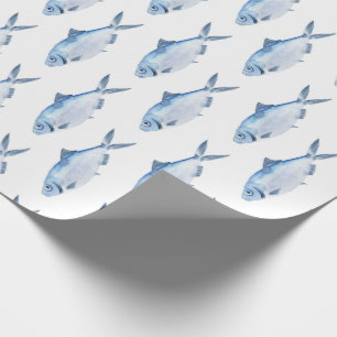 Blaue Fisch-Wasserfarbe Küste Geschenkpapier