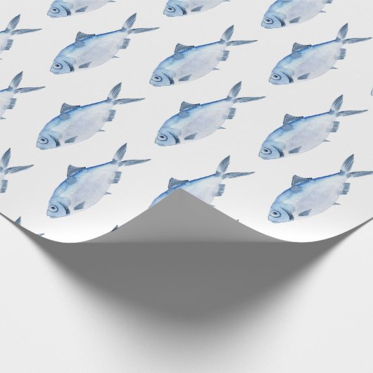 Blaue Fisch-Wasserfarbe Küste Geschenkpapier (Ecke)