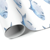 Blaue Fisch-Wasserfarbe Küste Geschenkpapier (Rolleneckpunkt)