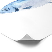 Blaue Fisch-Wasserfarbenkunst Poster (Ecke)