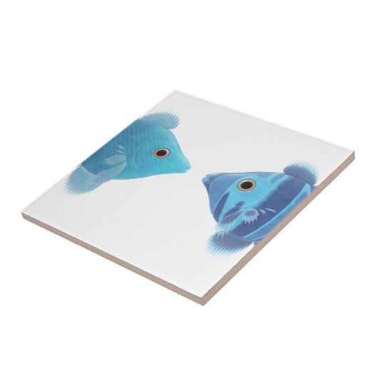 blaue Fische Fliese (Seite)