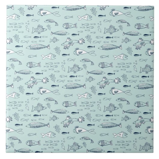 Blaue Fische Fliese (Vorderseite)