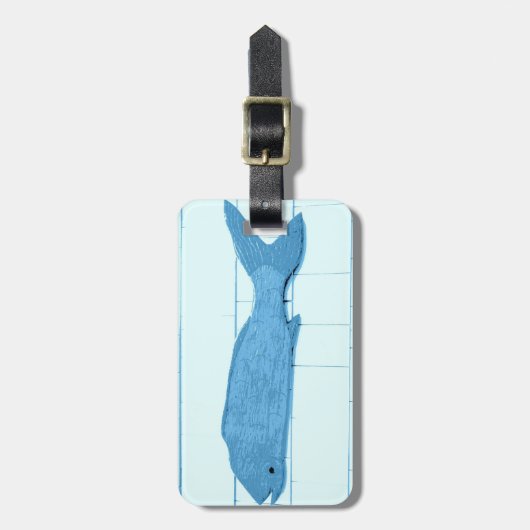 Blaue Fische Gepäckanhänger (Vorderseite vertikal)