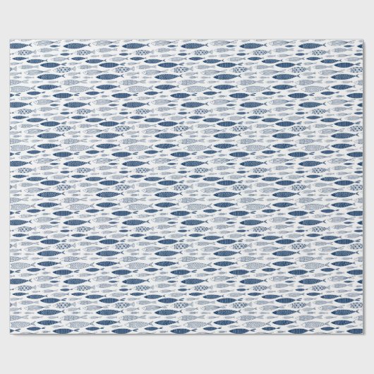 Blaue Fische Geschenkpapier (Flach)