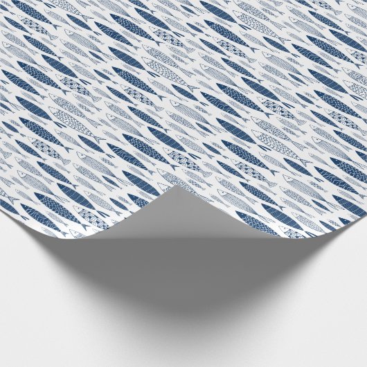 Blaue Fische Geschenkpapier (Ecke)