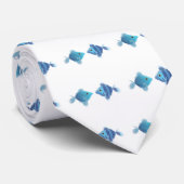 Blaue Fische Krawatte (Gerollt)