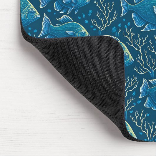 Blaue Fische Nahtloses Muster Mousepad (Ecke)