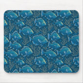 Blaue Fische Nahtloses Muster Mousepad (Vorne)