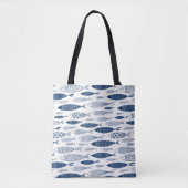 Blaue Fische Tasche (Vorderseite)