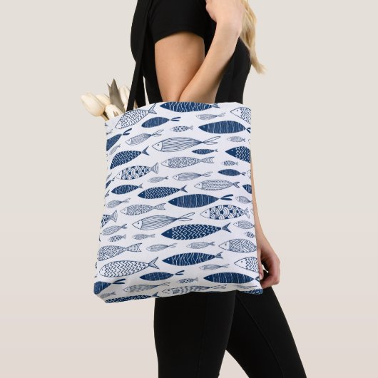Blaue Fische Tasche (Von Nahem)