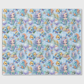 Blaue Fische und Meerjungfische Geschenkpapier (Flach)