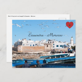 Blaue Fischerboote in Essaouira - Marokko Postkarte