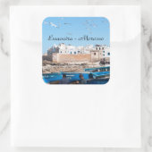 Blaue Fischerboote in Essaouira - Marokko Quadratischer Aufkleber (Tasche)