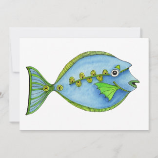 Blaue Fischkarte Feiertagskarte