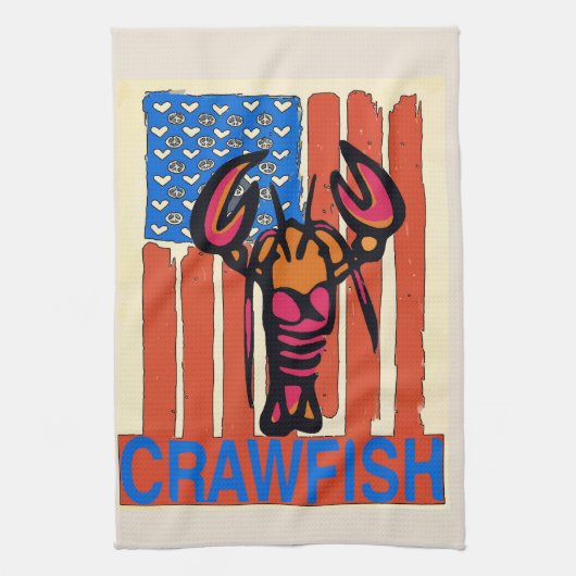 Blaue Flagge für Crawfish Geschirrtuch (Vertikal)