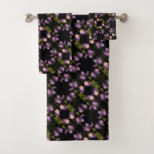 Blaue Flagge Iris Blume Abstraktes Muster Badhandtuch Set (Insitu)