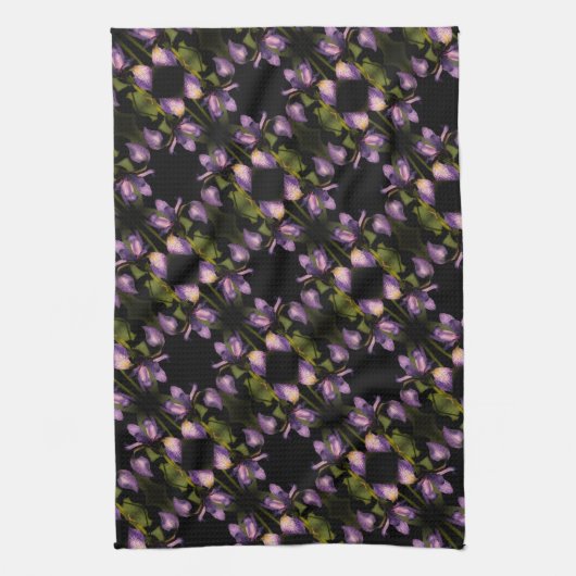 Blaue Flagge Iris Blume Abstraktes Muster Geschirrtuch (Vertikal)