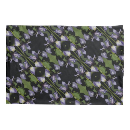 Blaue Flagge Iris Blume Abstraktes Muster Kissenbezug (Rückseite)