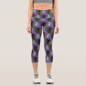 Blaue Flagge Iris Blume Art Muster Capri Leggings (Vorderseite)