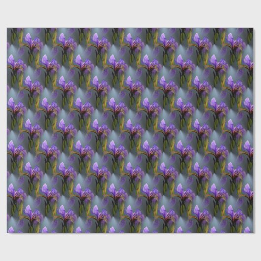 Blaue Flagge Iris Blume Art Muster Geschenkpapier (Flach)