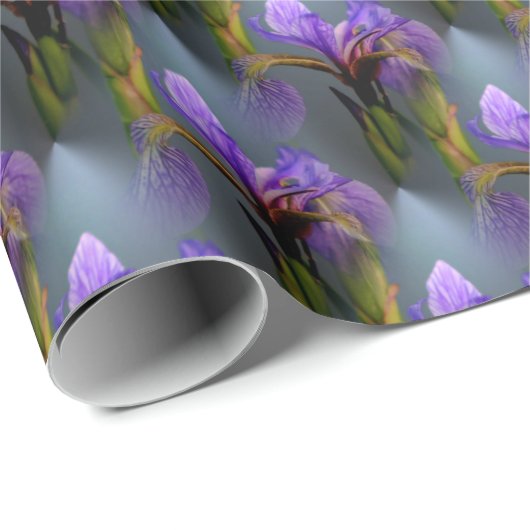 Blaue Flagge Iris Blume Art Muster Geschenkpapier (Rolleneckpunkt)