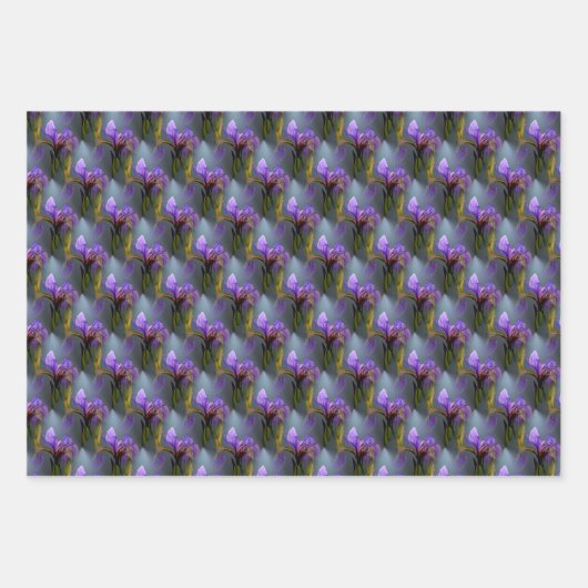 Blaue Flagge Iris Blume Art Muster Geschenkpapier Set (Vorderseite 2)