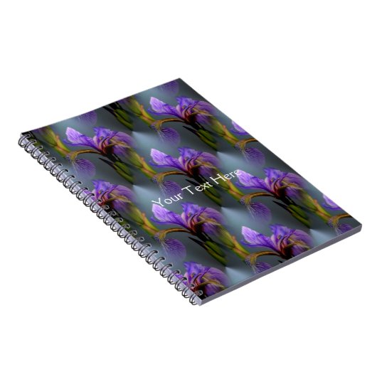 Blaue Flagge Iris Blume Art Muster Notizblock (Rechte Seite)