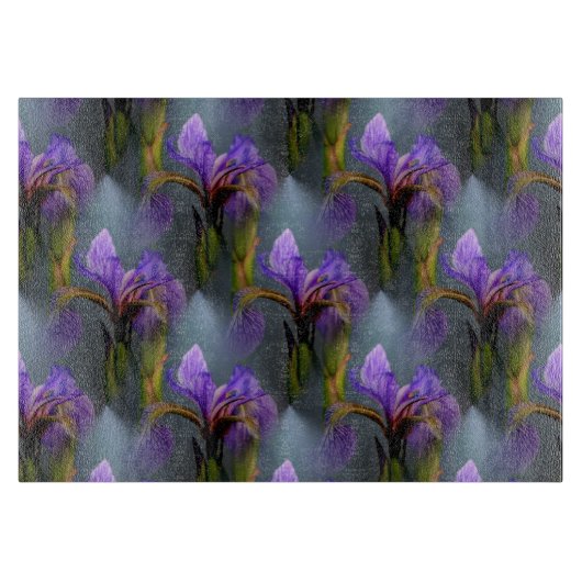 Blaue Flagge Iris Blume Art Muster Schneidebrett (Vorderseite)