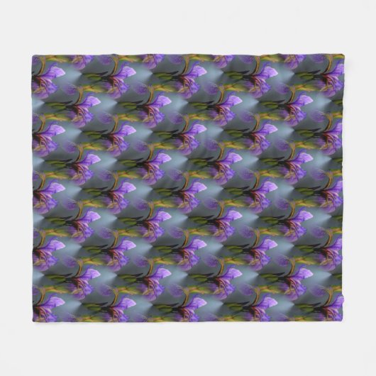 Blaue Flagge Iris Blume Naturmuster Fleecedecke (Vorderseite (Horizontal))