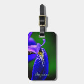 Blaue Flagge Iris Blume Petal Nah Personalisiert Gepäckanhänger (Vorderseite vertikal)